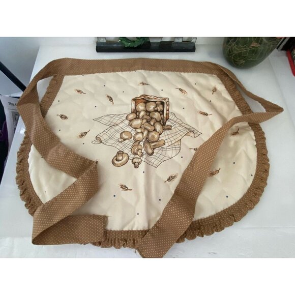 Country Farm House Apron Mushroom Design Quilted Ruffled by Franco Reversible - Picture 12 of 16